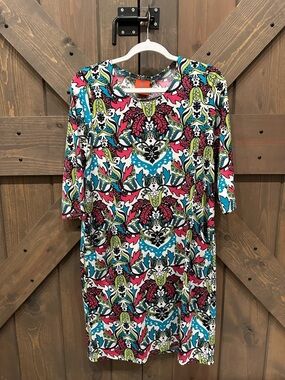 Tracy Negoshian Multicolor Printed Dress - Pink, Blue, Green